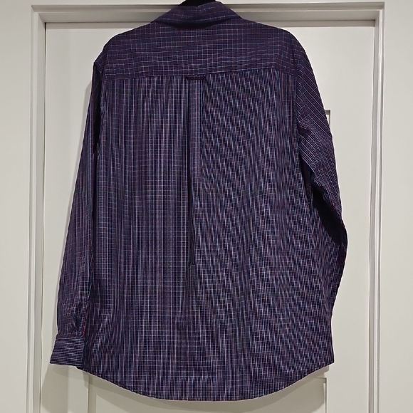 Chaps Blue Casual Button Down Shirt with Plaid Design - Picture 3 of 6